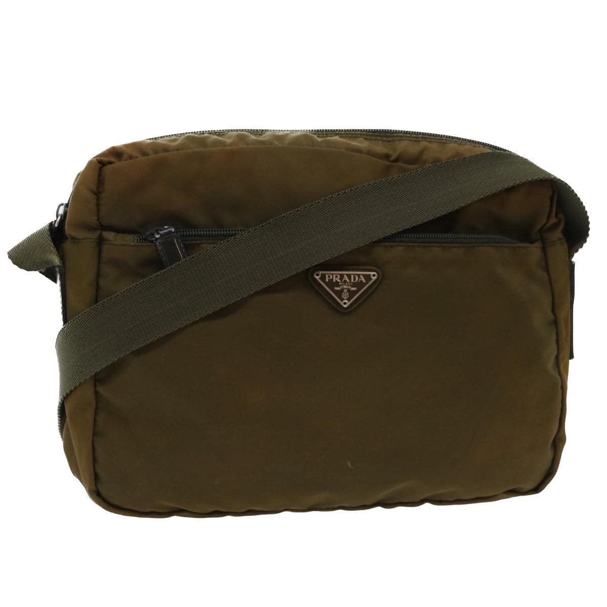 image of Prada Shoulder Bag Nylon Khaki Auth Bs7817 in Green, Women's