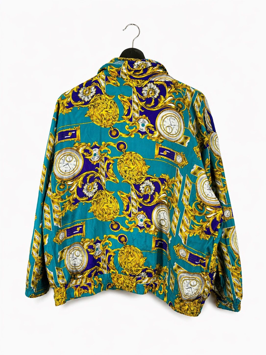 Vintage Vintage OUT BROOK Silk Jacket Baroque Clock Print Teal Gold Size US XL / EU 56 / 4 - 2 Thumbnail