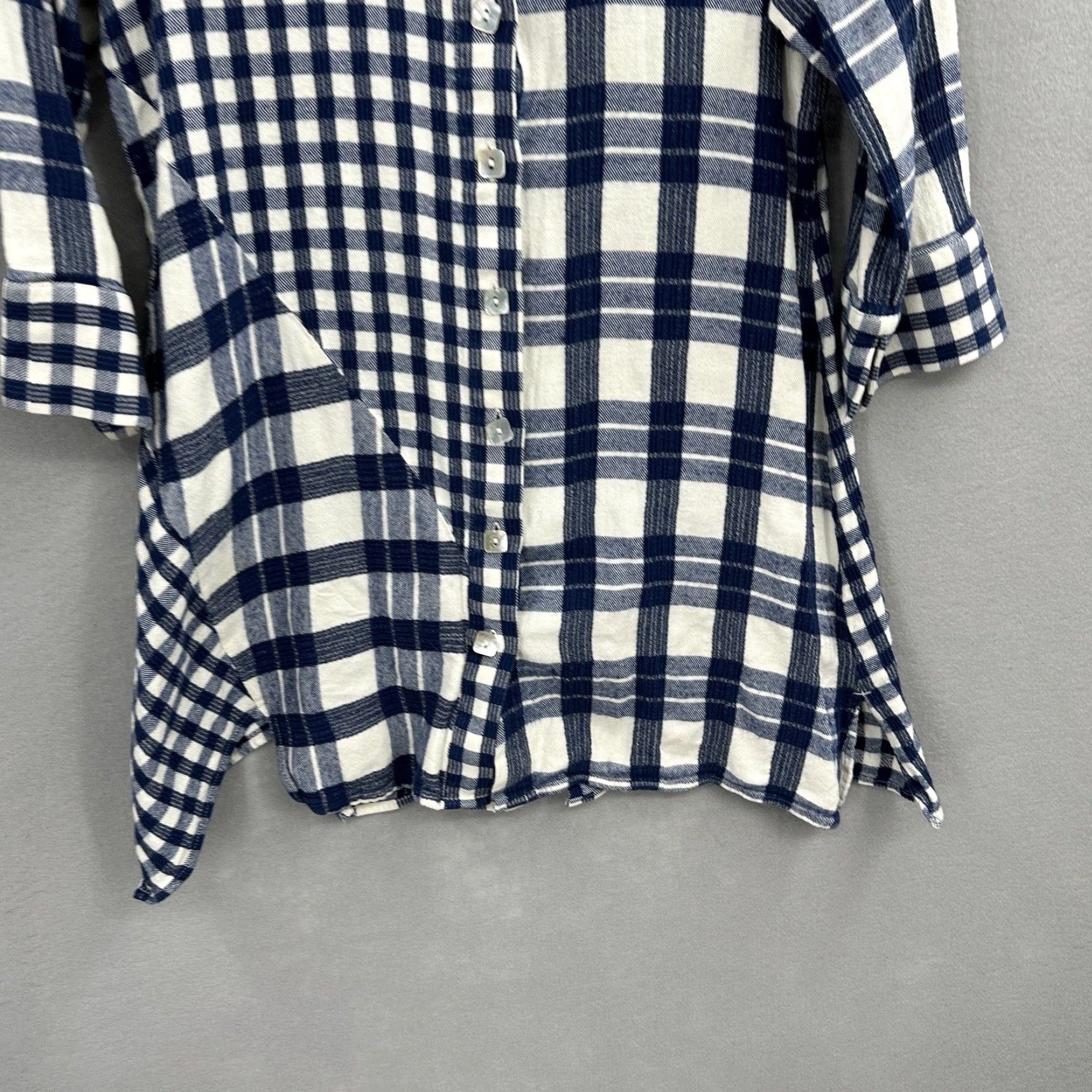 Soft Surroundings Soft Surroundings Tunic Womens XS Blue Plaid Flannel Long Sleeve Button Front Cozy Casual Blouse Size XS / US 0-2 / IT 36-38 - 3 Thumbnail