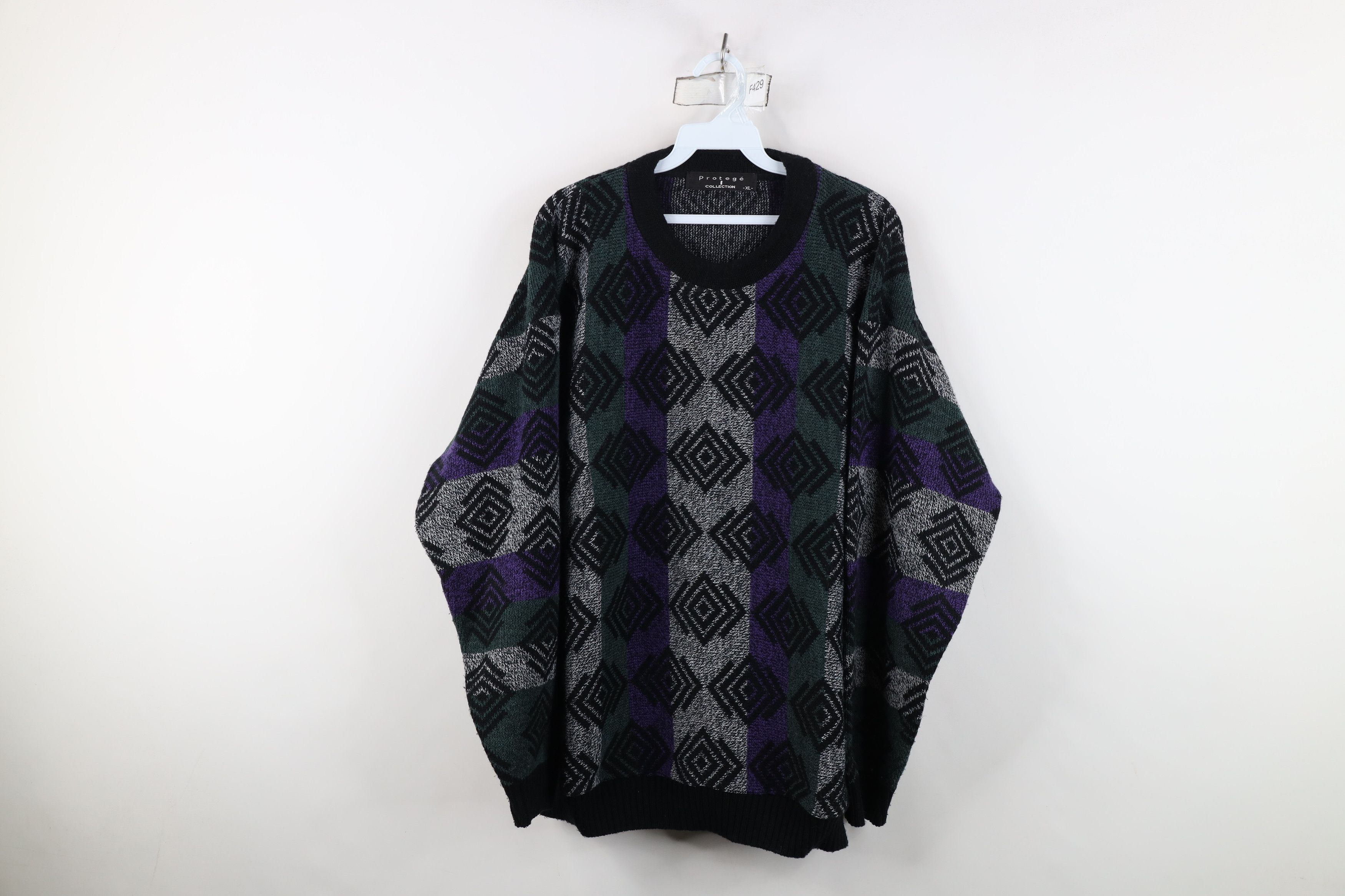 Vintage Vintage 90s Coogi Style Striped Geometric Knit Sweater USA Size US XL / EU 56 / 4 - 1 Thumbnail