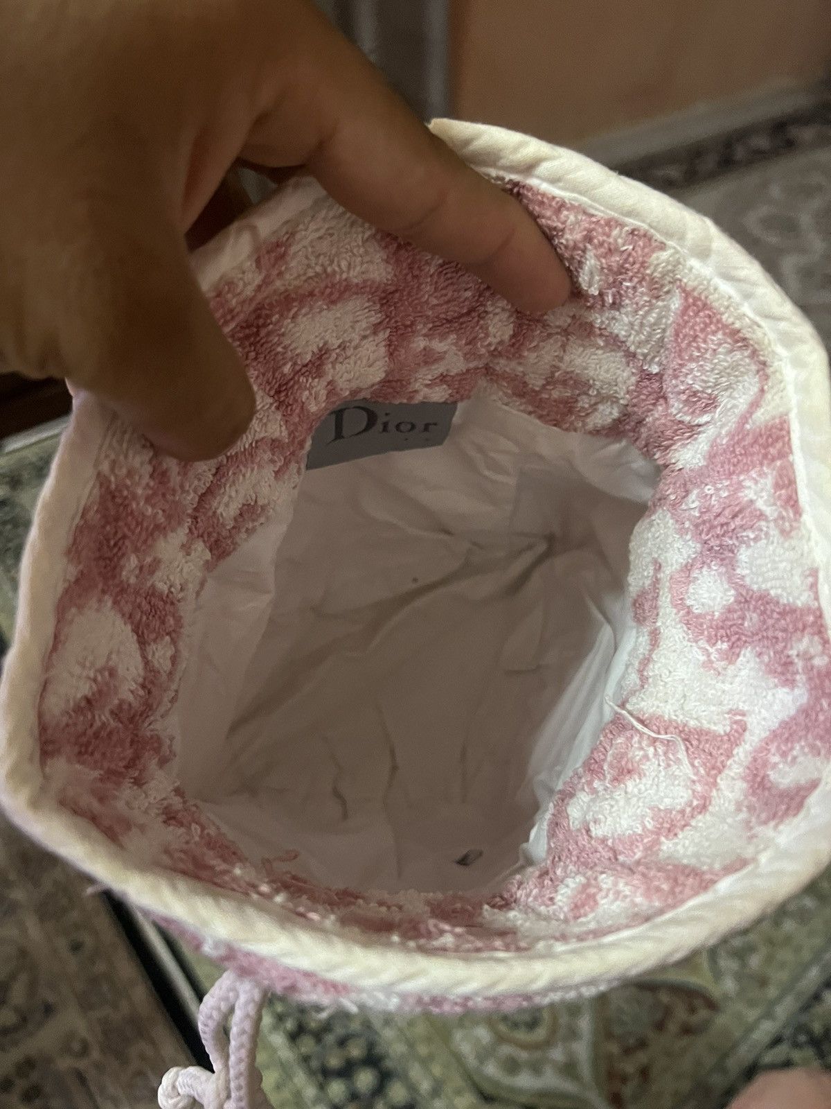 Dior DIOR TROTTER DRAWSTRING MINI POUCH PINK WHITE BAG Size ONE SIZE - 8 Thumbnail