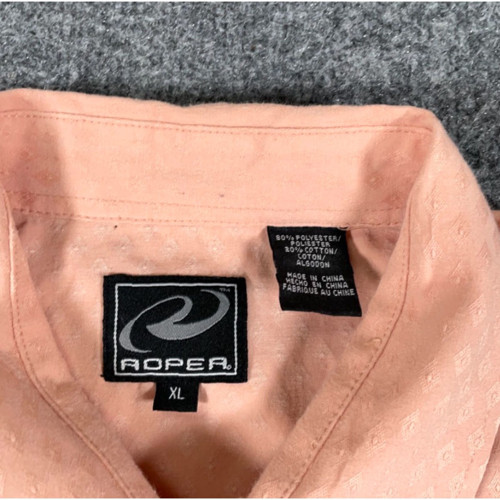 Roper Roper Western Style Shirt Adult XL Pale Pink Diamond Pattern Pearl Snap Cowboy Size US XL / EU 56 / 4 - 3 Thumbnail
