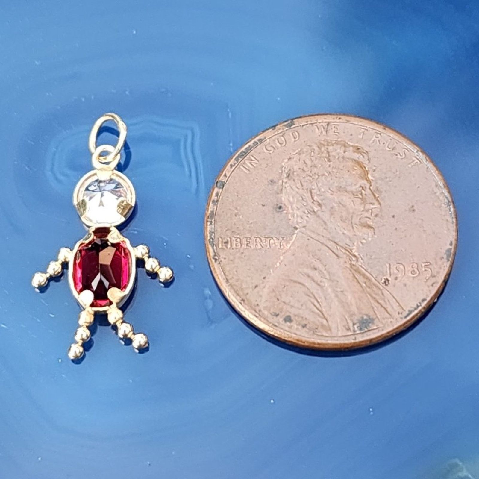 Vintage 14K Yellow Gold Boy Girl Birth Stone Charm Pendant Vintage Size ONE SIZE - 6 Thumbnail