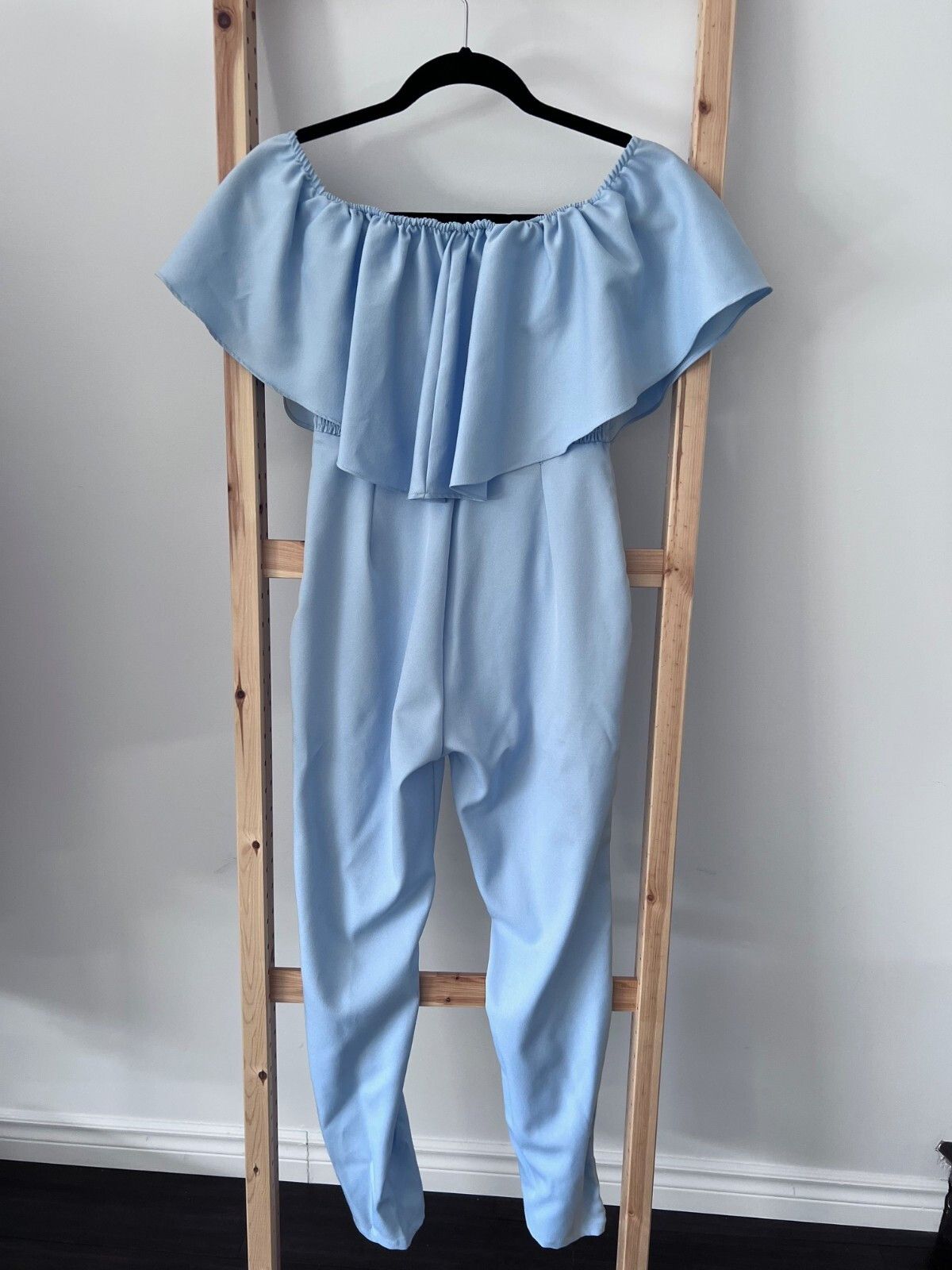 Missguided Miss Guided Ruffled Jumpsuit Baby Blue ( Sz 8 ) Size 30" / US 8 / IT 44 - 3 Thumbnail
