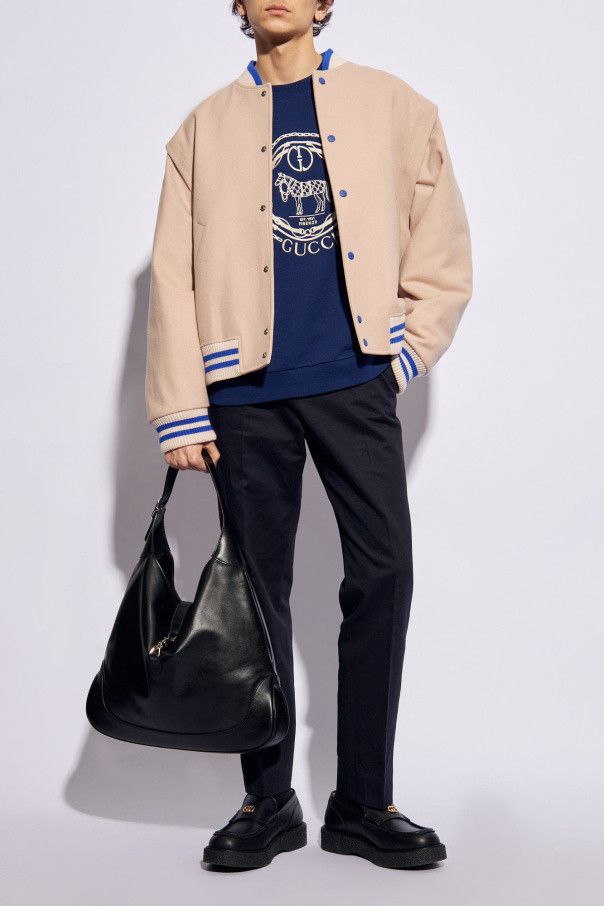 Gucci o1s1wg110125 Wool Bomber Jacket Embroidery in Light Pink Size US XXL / EU 58 / 5 - 2 Thumbnail