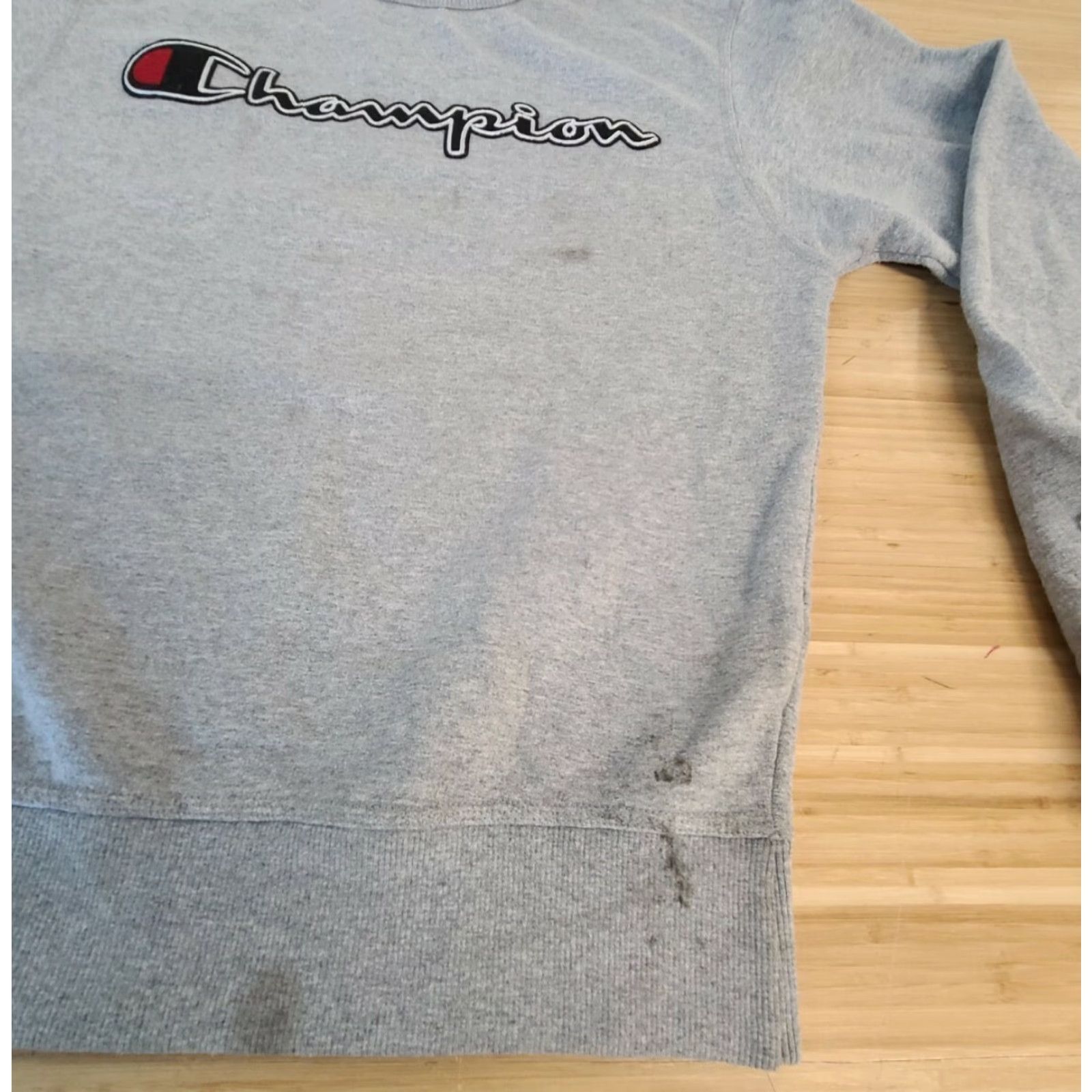 Champion Champion Sweatshirt Crewneck Logo Distressed Stained Sz S Gray Men Regular Shortened Size Small Distressed and Stained Size US S / EU 44-46 / 1 - 2 Thumbnail