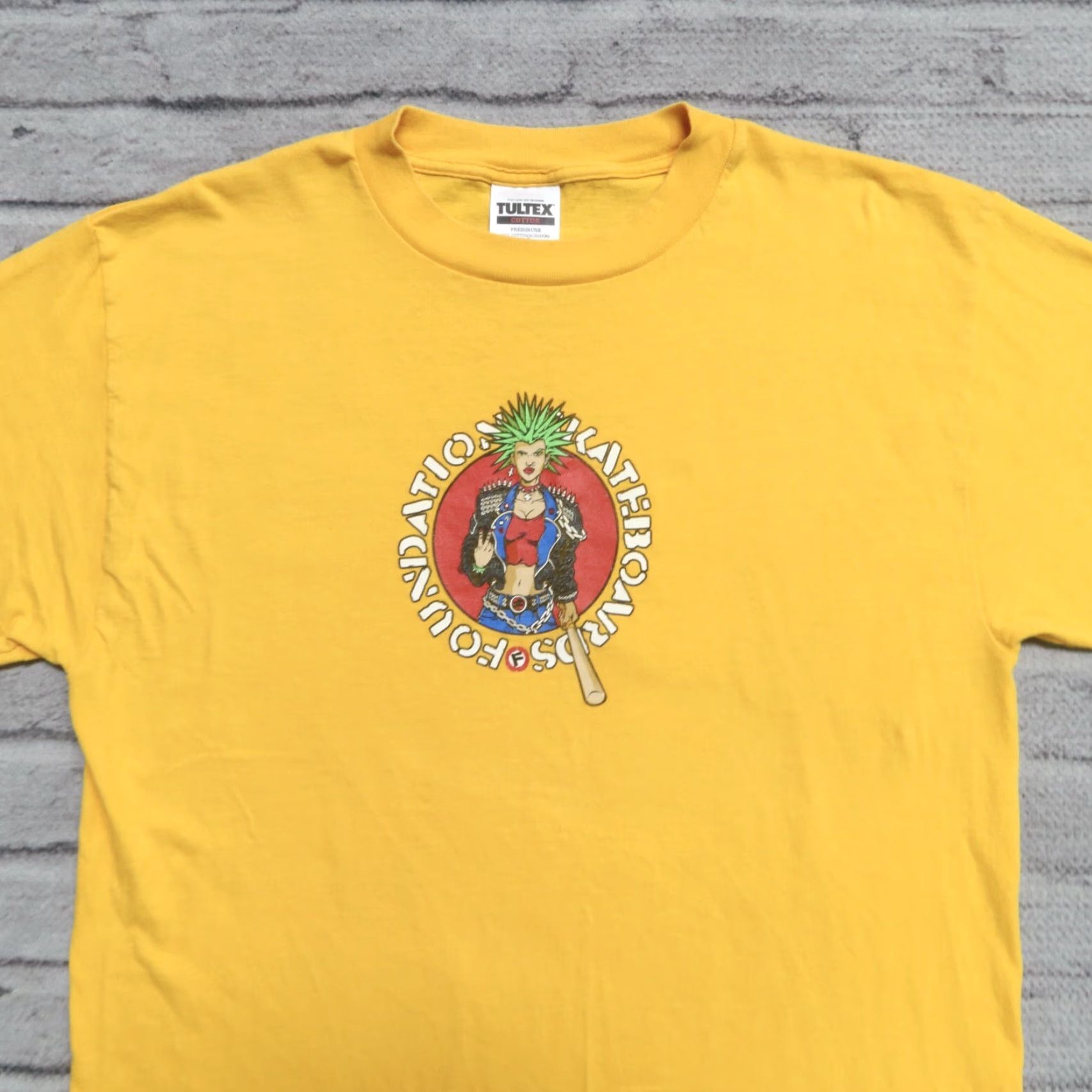 Vintage VINTAGE Foundation Skateboards Shirt Mens Large Yellow 90s Punk Size US L / EU 52-54 / 3 - 2 Thumbnail