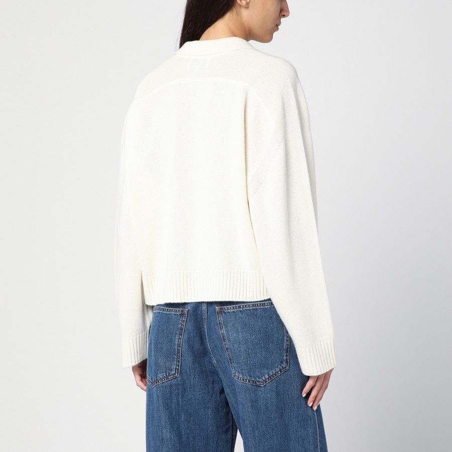 Loulou de Saison o1d2blof0824 Cashmere Polo Shirt in White Size M / US 6-8 / IT 42-44 - 3 Thumbnail