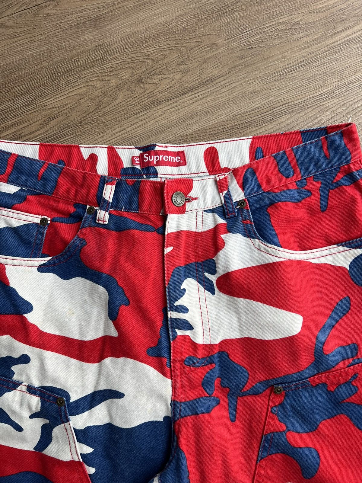 Supreme Supreme Cutoff Double knee Denim Painter Short Red Camo Size US 34 / EU 50 - 3 Thumbnail