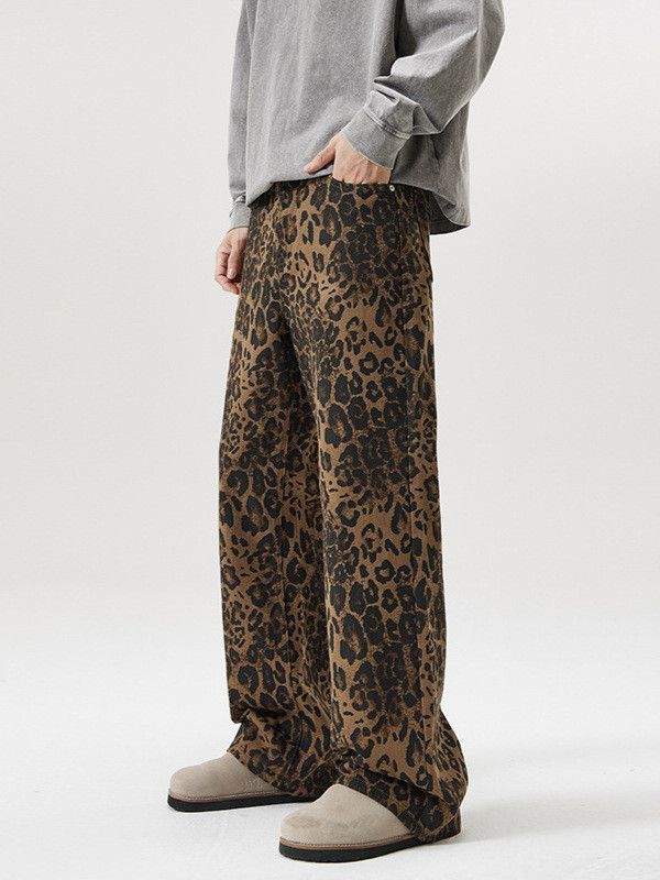Japanese Brand American retro men's straight leg loose leopard print jeans Size US 32 / EU 48 - 1 Thumbnail