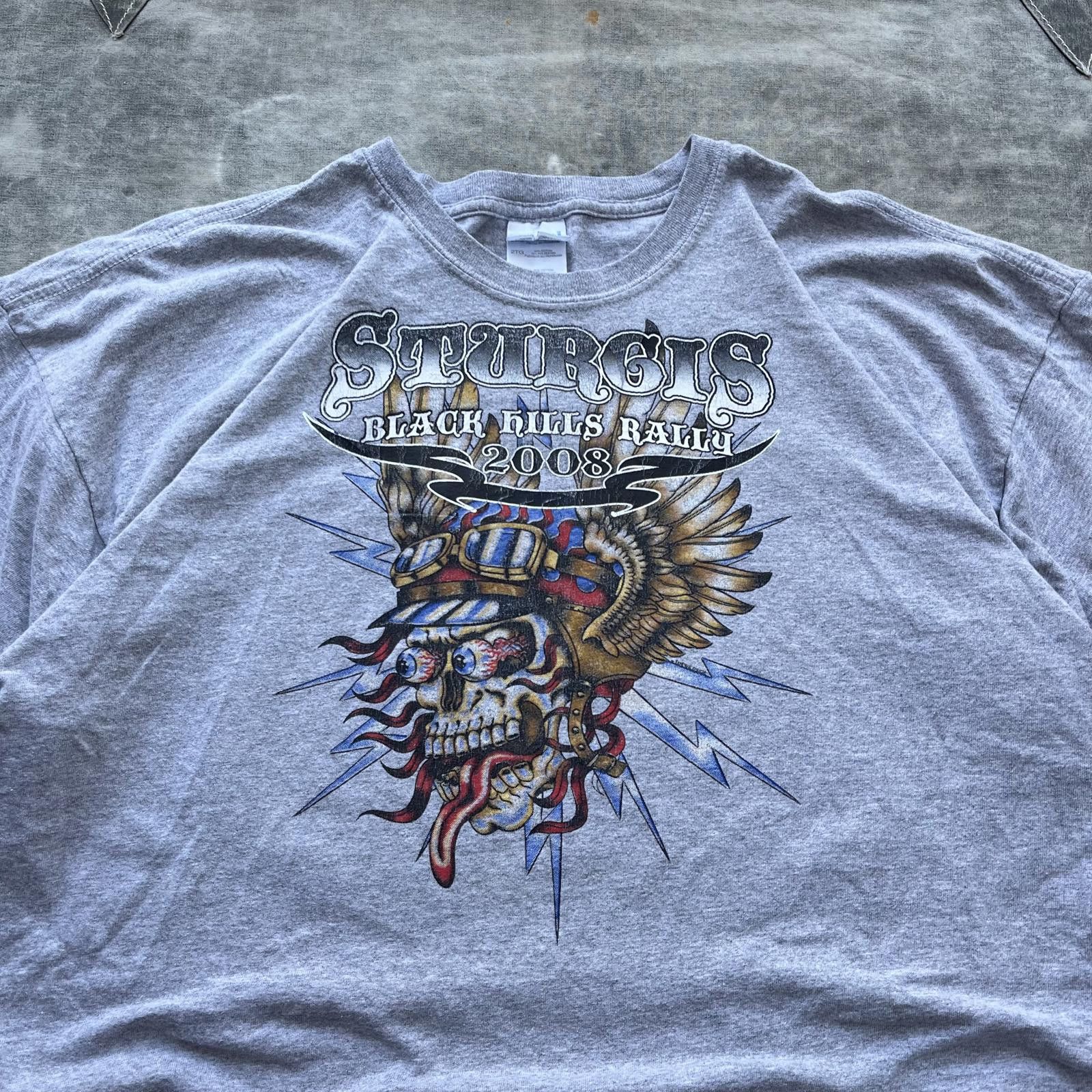 Gildan × Vintage Vintage Y2K Sturgis Skull Motorcycle Ed Hardy Grunge Shirt Size US XXL / EU 58 / 5 - 2 Thumbnail