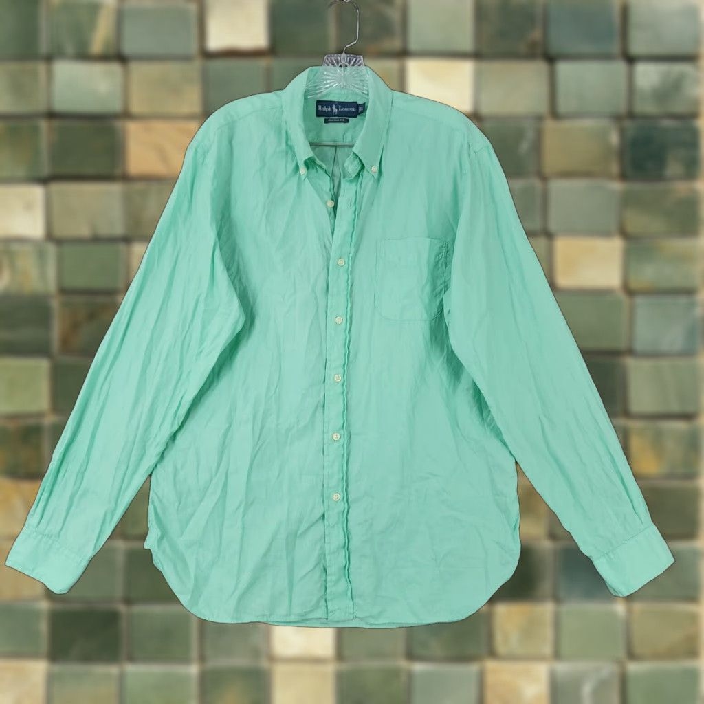 Ralph Lauren Ralph Lauren Button-Up Shirt Mens Long Sleeve Custom Fit Size L Green Size US L / EU 52-54 / 3 - 1 Thumbnail