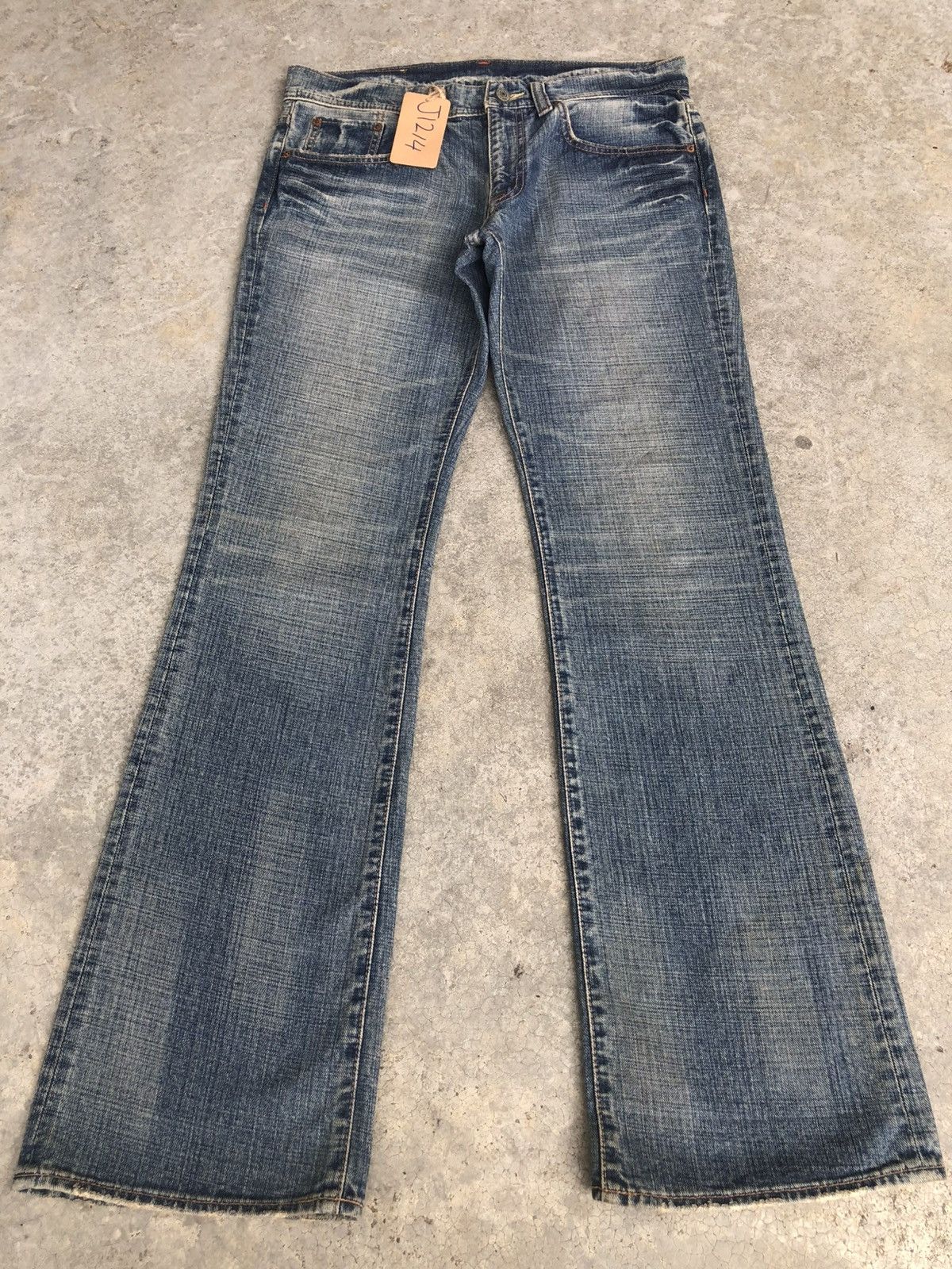 If Six Was Nine Japanese GLHEART Flared Jeans Bootcut Mud Wash Distressed Size US 33 - 3 Thumbnail