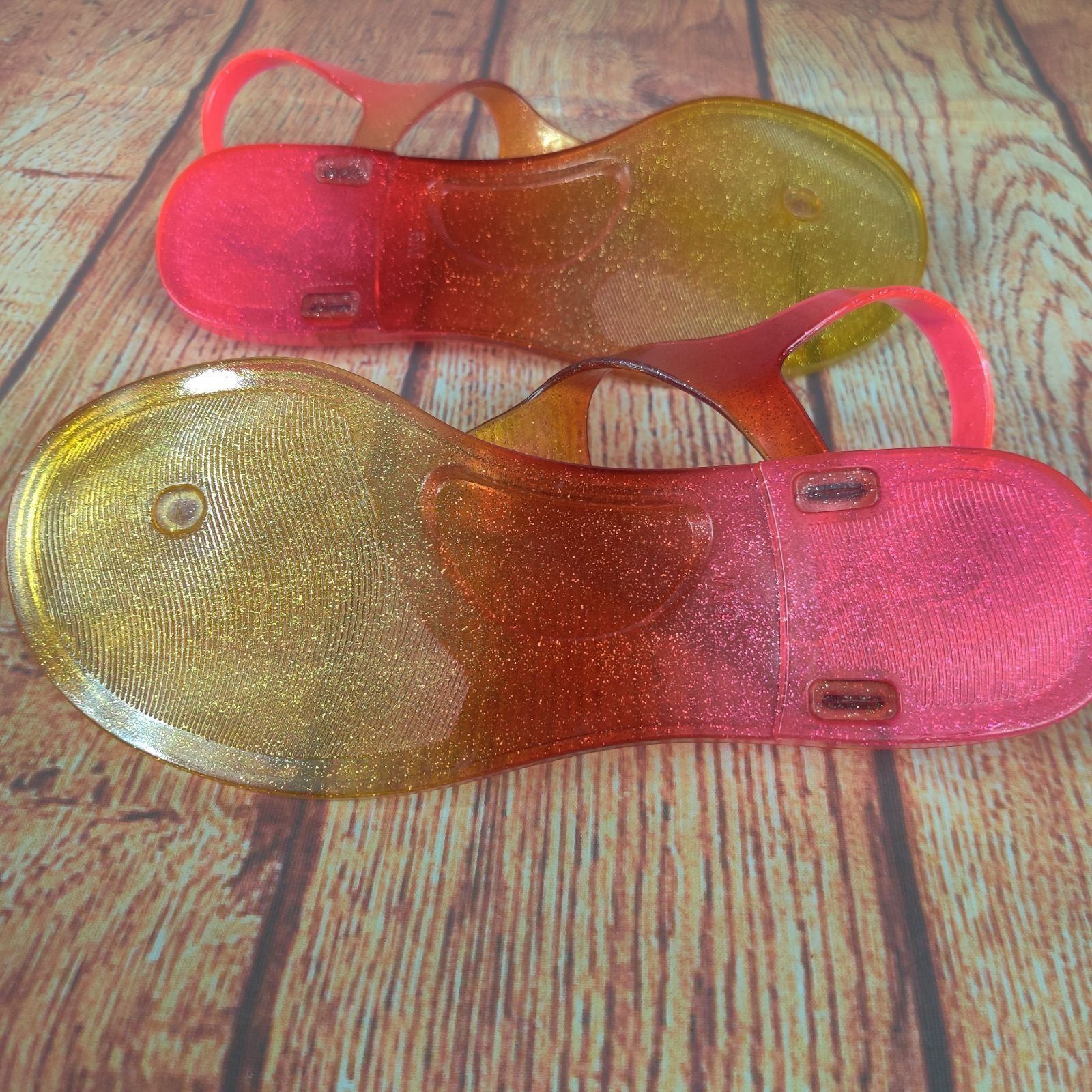 Jessica Simpson Jessica Simpson 6 Jelly Sandals Pink Yellow Ombre Glitter T- Size US 6 / IT 36 - 9 Thumbnail