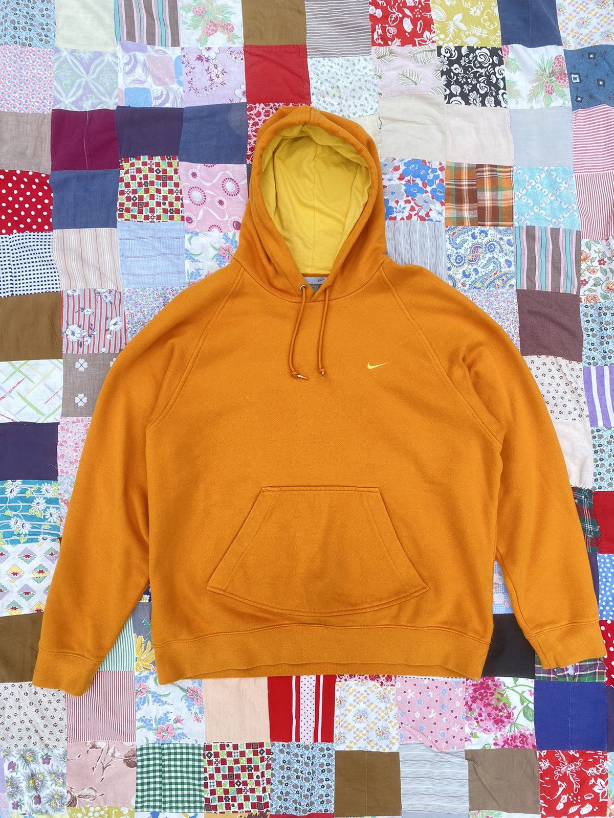 Nike × Vintage Vintage Y2k Nike Mustard Yellow Hoodie Size US L / EU 52-54 / 3 - 1 Thumbnail