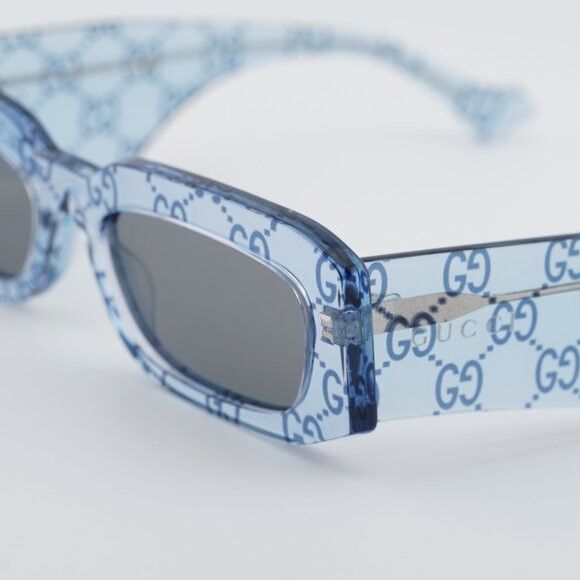 Gucci Gucci GG1426S 006 Sunglasses Light Blue with GG Pattern Size ONE SIZE - 8 Thumbnail