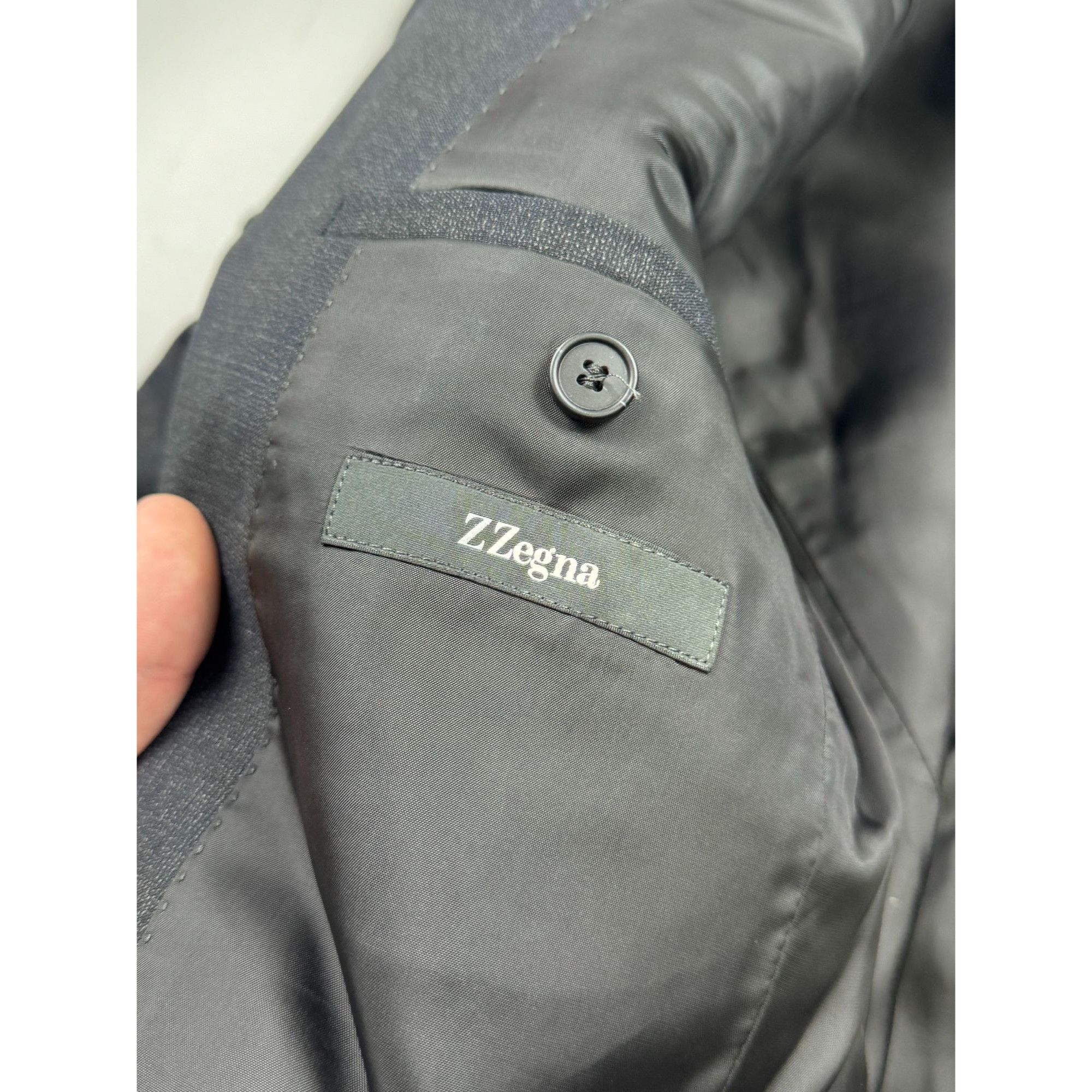 Z Zegna Z Zegna Charcoal Grey 100% Wool Two-Button Slim Fit Blazer Size 48R - 4 Thumbnail