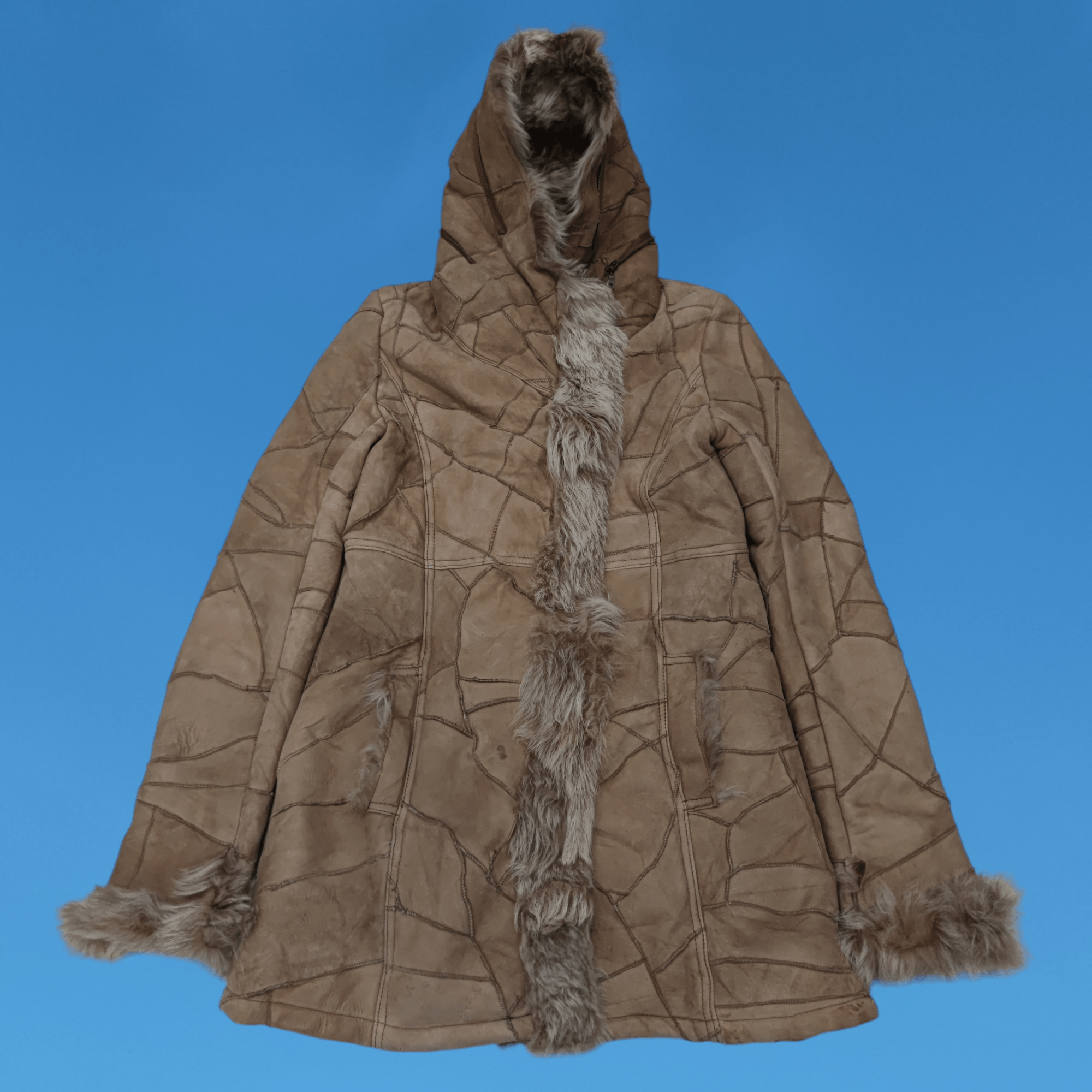 Tornado Mart Tornado Mart Patchwork Sheepskin Leather Fur Coat Jacket Size M / US 6-8 / IT 42-44 - 2 Thumbnail