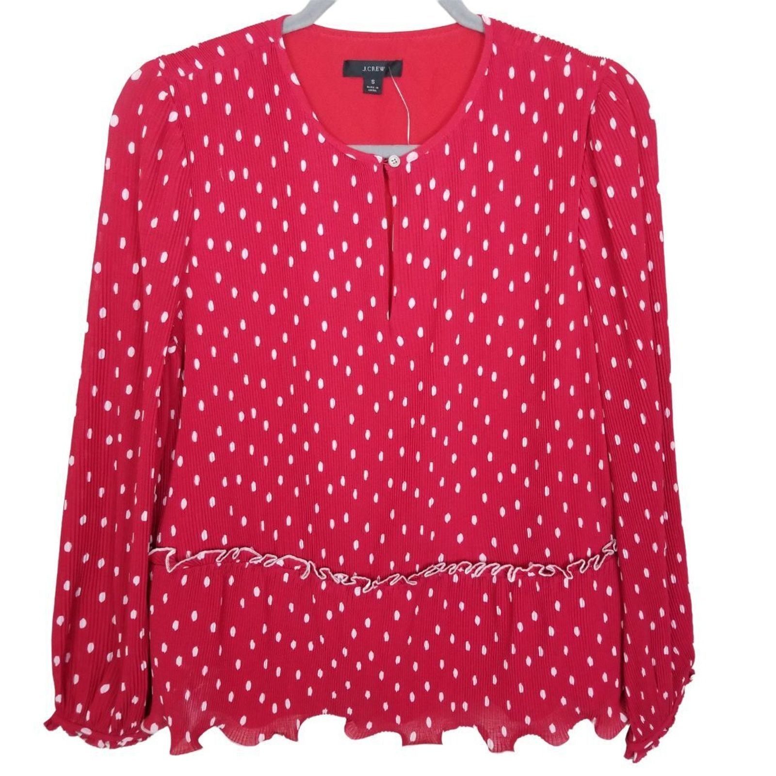 J.Crew J. Crew Womens Ruffle Trim Pleated Peplum Top Polka Dot S Size S / US 4 / IT 40 - 1 Thumbnail