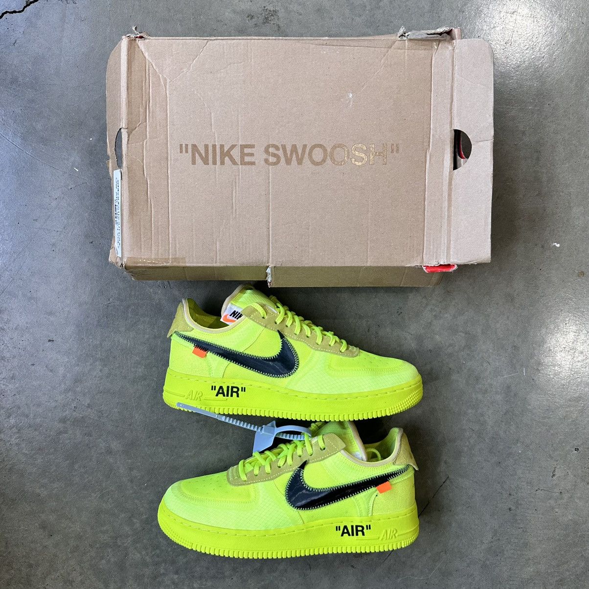 image of Nike x Off White Off-White X Air Force 1 Low ‘Volt’ Shoes in Neon Yellow, Men's (Size 10)