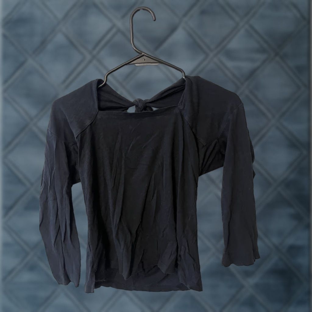 J.Crew J.CREW Tie Back Shirt Blouse Womens Medium Black T-Shirt Top 90s? (no decade if not in original) Size M / US 6-8 / IT 42-44 - 1 Thumbnail