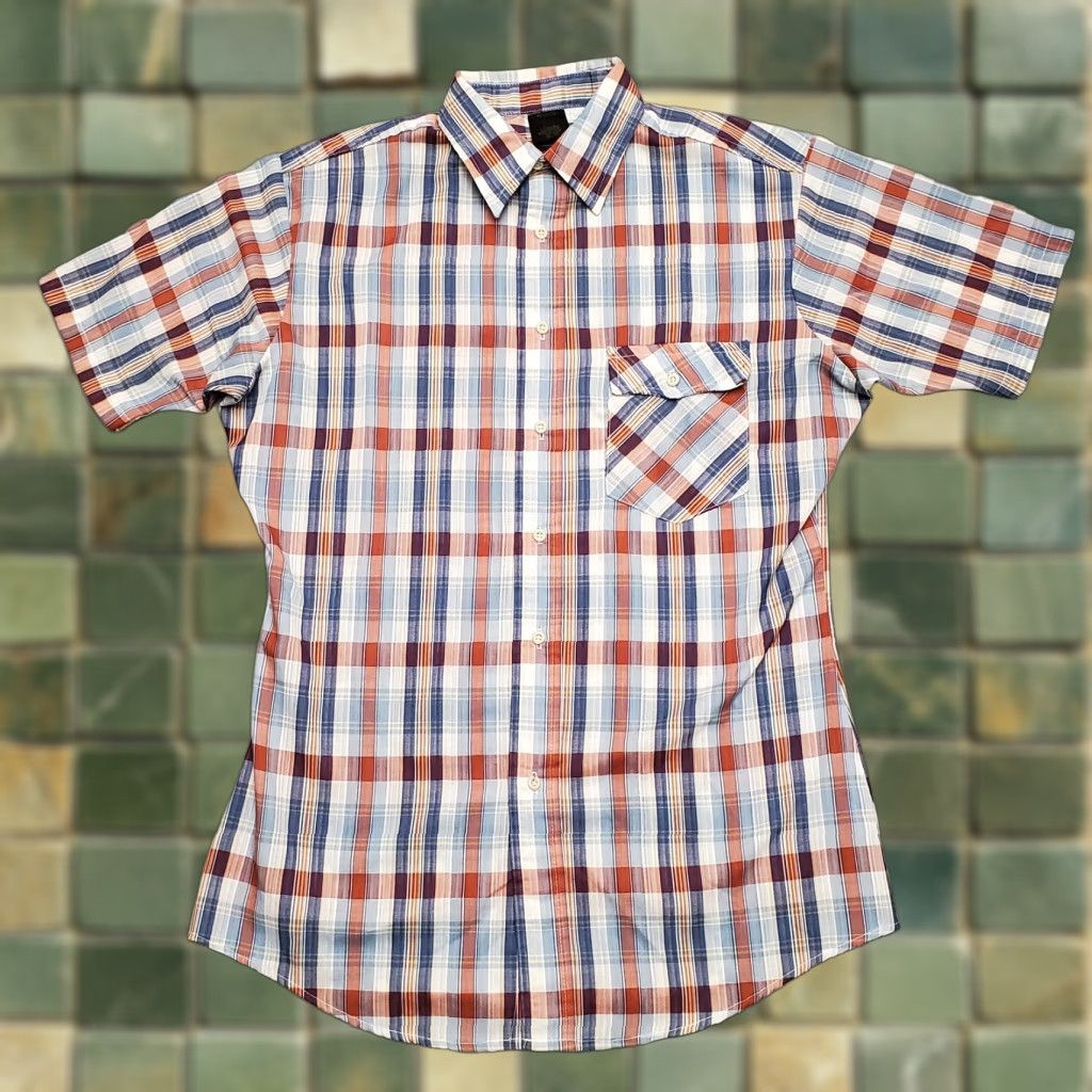 Sears VINTAGE Style Works Shirt Men L Blue Red Plaid Short Sleeve Button-Up Pattern Plaid Casual Mens Size US L / EU 52-54 / 3 - 1 Thumbnail