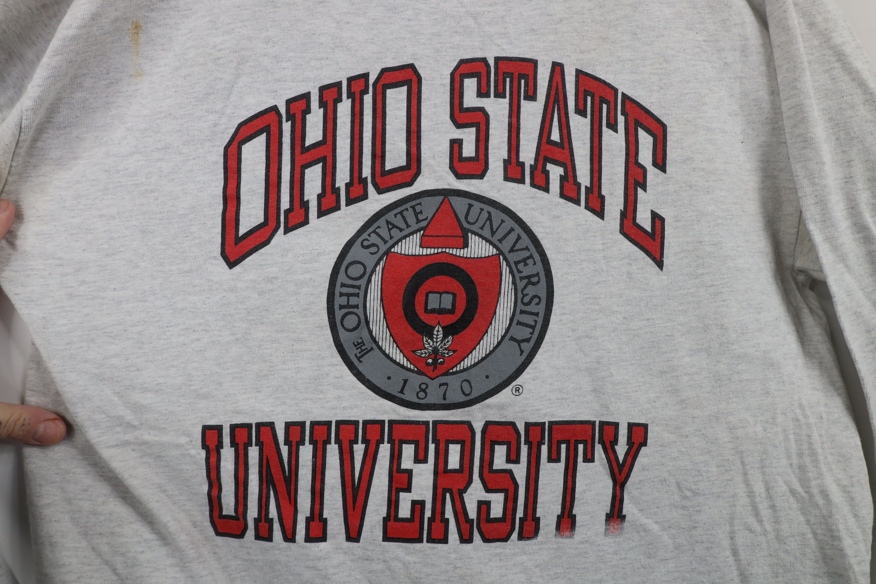Vintage Vintage 90s Ohio State University Long Sleeve T-Shirt Gray Size US L / EU 52-54 / 3 - 4 Thumbnail