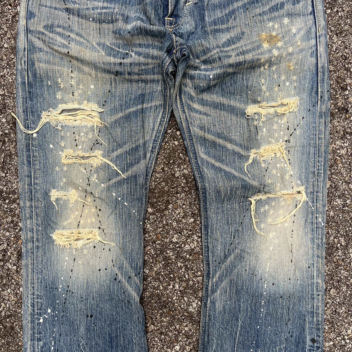 Hysteric Glamour Flare Jeans Vintage Paint Mudwash Distressed Edwin Blue Trip Size US 31 - 4 Thumbnail