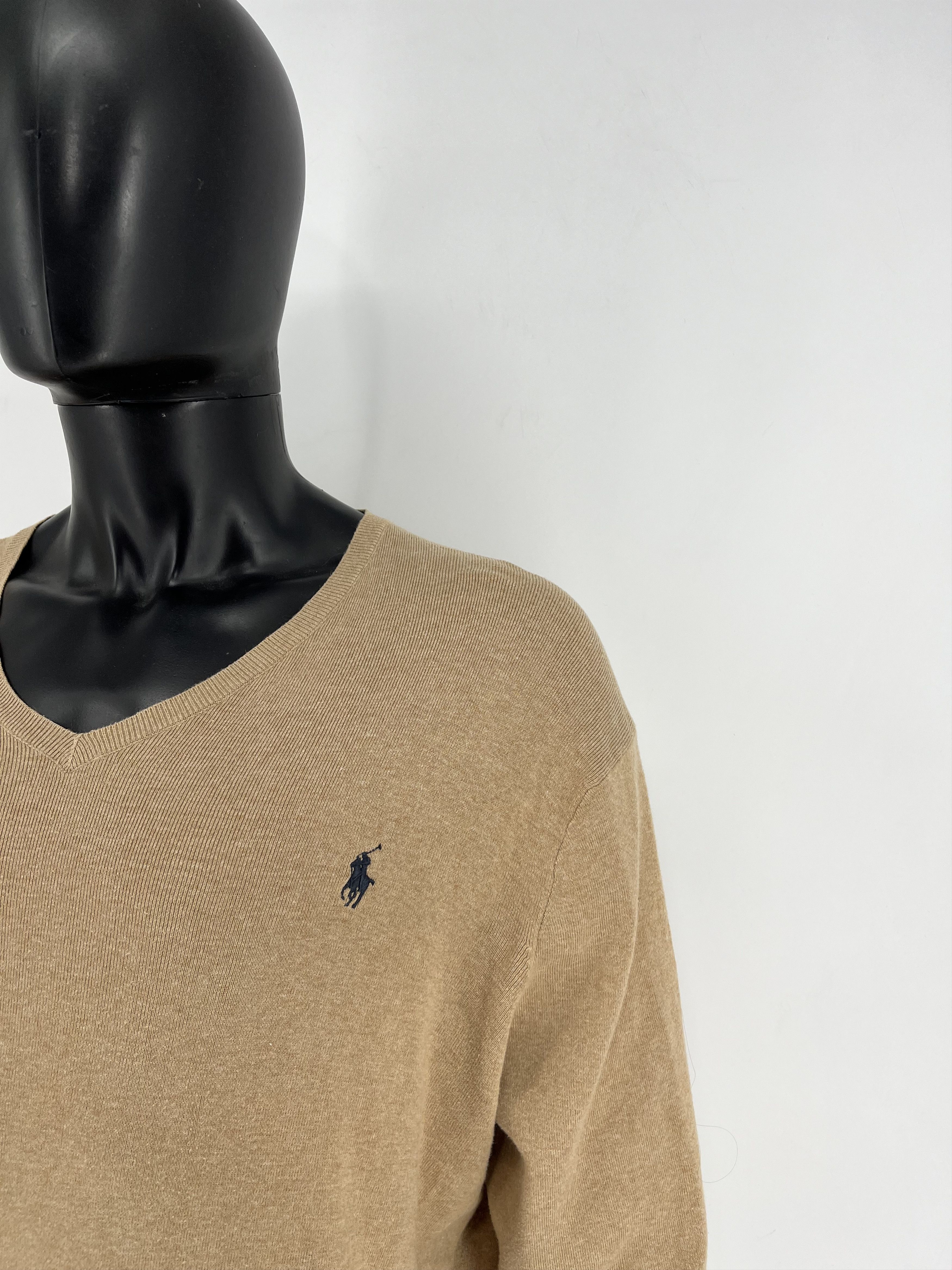 Polo Ralph Lauren Vintage Polo Ralph Lauren V-Neck Sweater 90s beige Size US XL / EU 56 / 4 - 6 Thumbnail