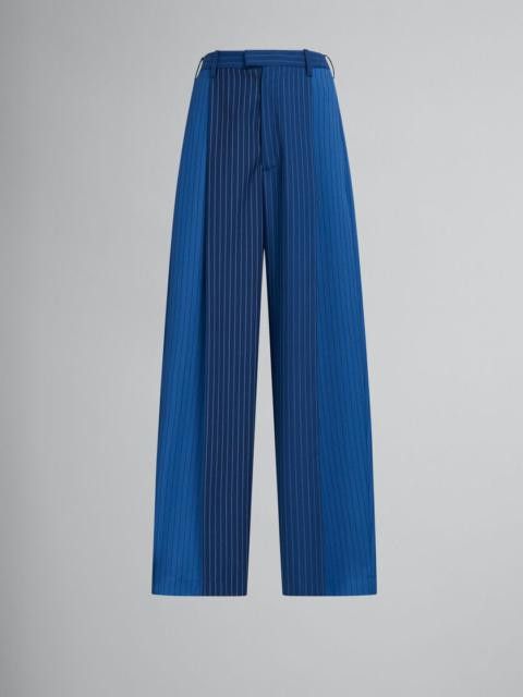Marni oc11z0525 Pinstripe Wool Trousers in Blue Size 26" / US 2 / IT 38 - 1 Thumbnail