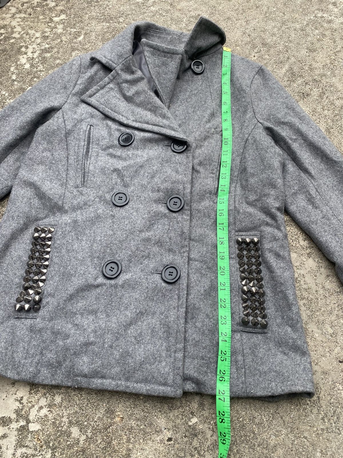 Japanese Brand × Vintage Wool-Blend Double-Breasted Peacoat Jacket - Studded Pocket Size S / US 4 / IT 40 - 14 Thumbnail