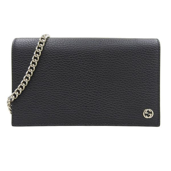 image of Gucci G Leather Chain Shoulder Bag Wallet Long Black, Women's