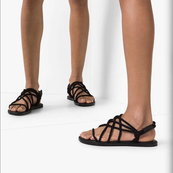Ann Demeulemeester Ann Demeulemeester black nero leather cord strap sandals Size US 8 / IT 38 - 14 Thumbnail