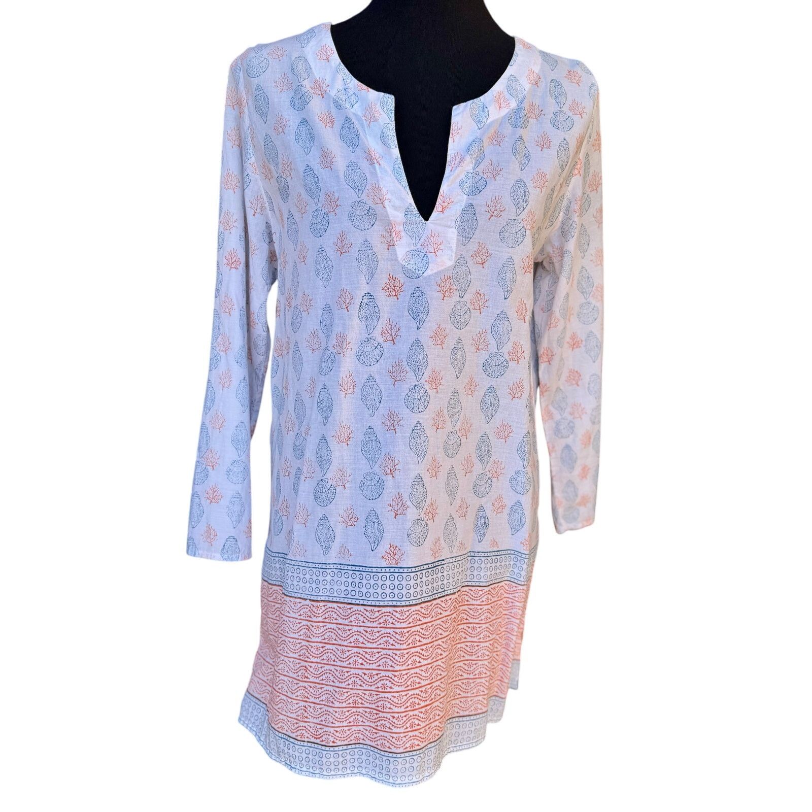 Resort Corps Pomegranate Resort Swimsuit Cover-Up – Coral & Blue, Size M Size M / US 6-8 / IT 42-44 - 1 Thumbnail