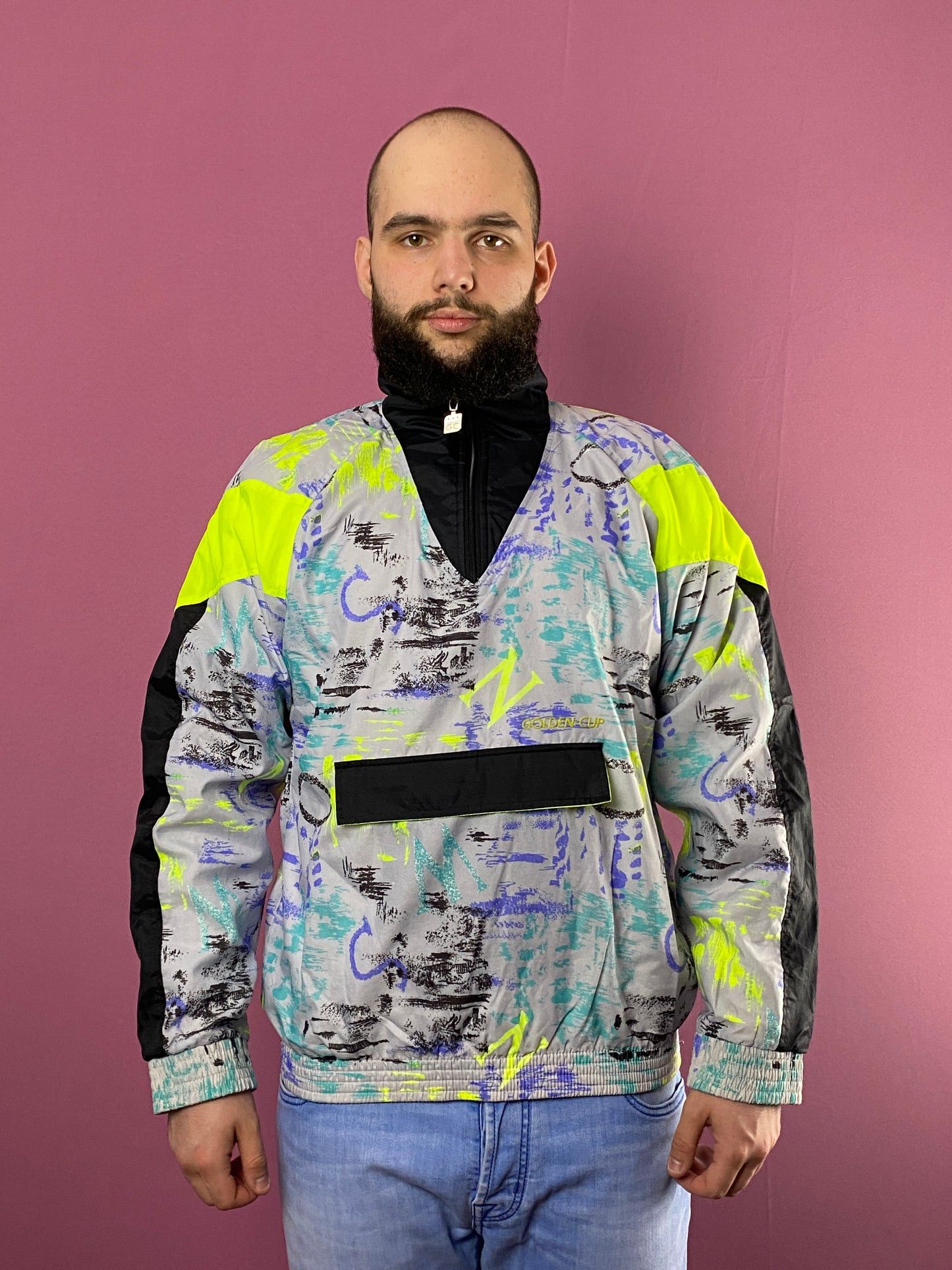 Vintage Golden Cup Vintage Men's Quarter Zip Windbreaker Jacket - M Size US M / EU 48-50 / 2 - 2 Thumbnail