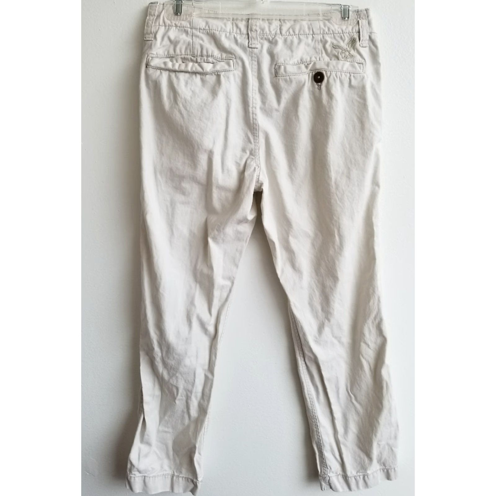 American Eagle Outfitters VINTAGE WOMEN'S American Eagle Pants Ivory Khaki 28/28 Straight Leg Womens | 28 28 | 100% Cotton Size 28" / US 6 / IT 42 - 4 Thumbnail