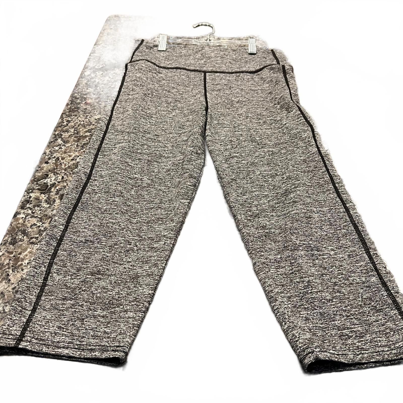 Unknown London Gray Women's Activewear Leggings with Black Piping Size ONE SIZE - 2 Thumbnail