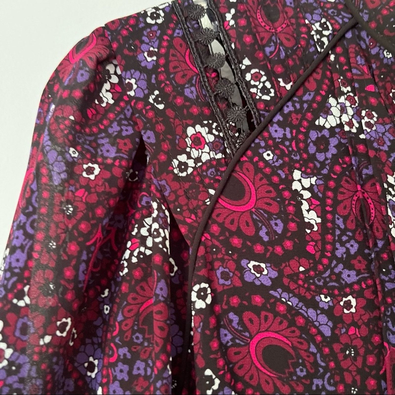 Michael Kors Michael Kors Burgundy Paisley Dress Size 2 Size XS / US 0-2 / IT 36-38 - 11 Thumbnail