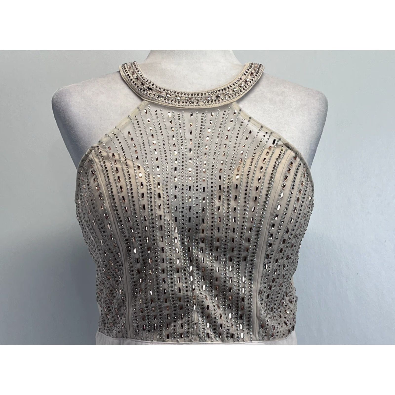 Vintage VINTAGE Soieblu Evening Dress Dress Gown Sleeveless Ivory L Beaded Side Slit Women’s, Long, Formal, Party/Cocktail, Size L Size L / US 10 / IT 46 - 5 Thumbnail