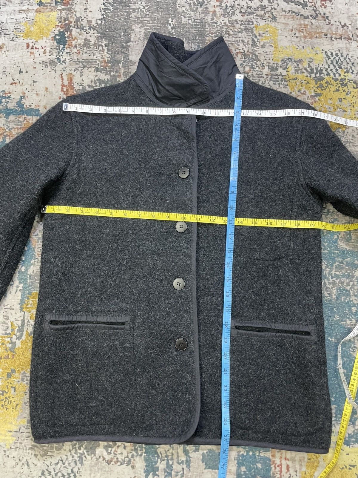 agnes b. Vintage Agnes B. Ash Gray Piped Trim Button Up Wool Jacket Size XS / US 0-2 / IT 36-38 - 10 Thumbnail