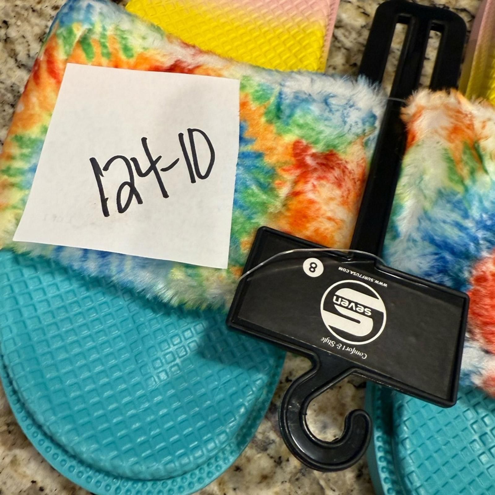 Seven 7 Seven tie dyed faux fur rainbow colored slides Size 8 Size US 8 / IT 38 - 8 Thumbnail