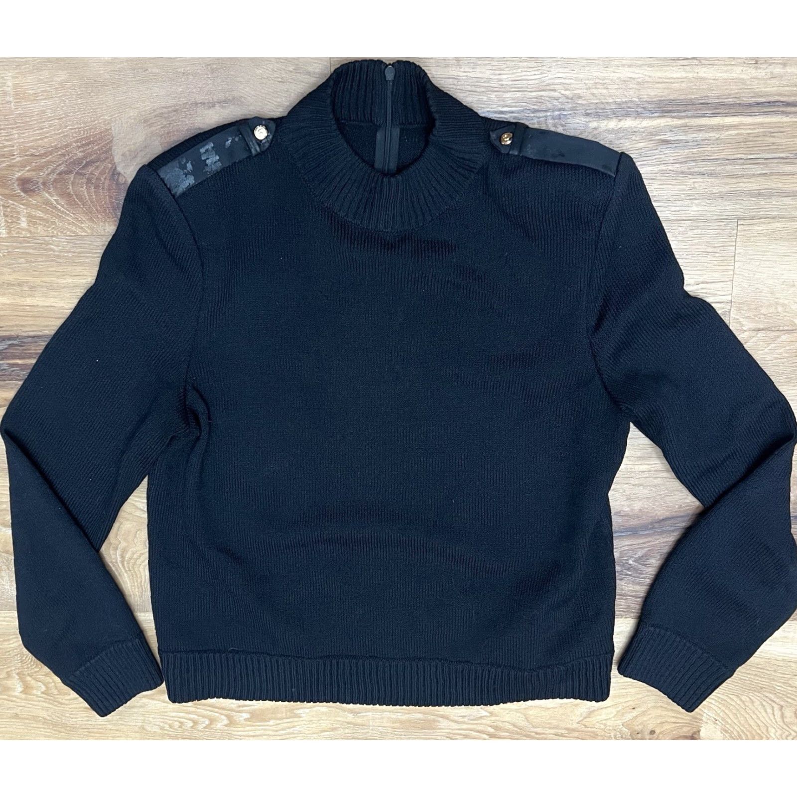 St. John St. John Santana Knit Long Sleeve Turtleneck Black 4 Button Accent Sweater Womens EUC Size S / US 4 / IT 40 - 6 Thumbnail