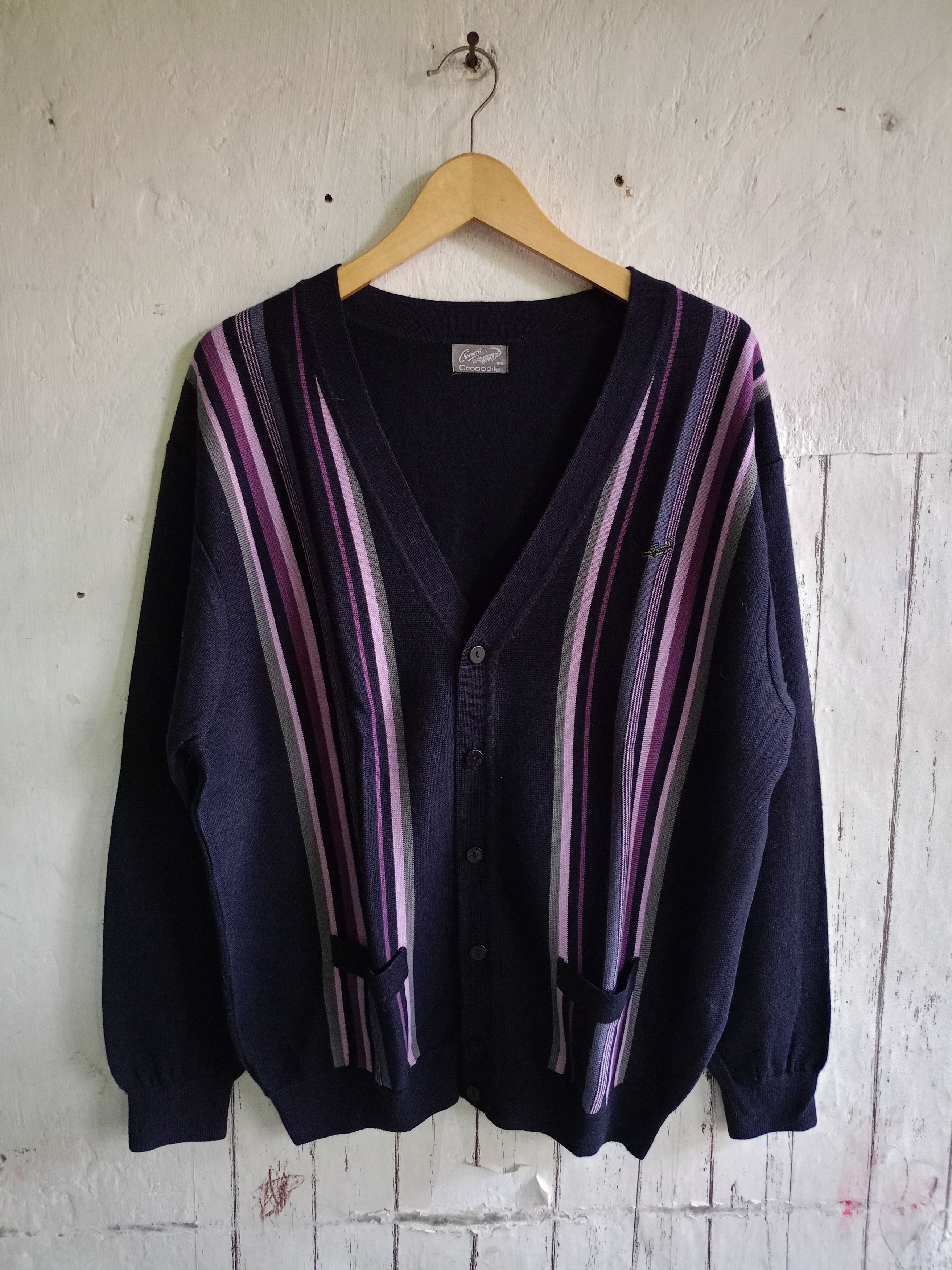 Japanese Brand Vintage Crocodile Knit Cardigan Size US L / EU 52-54 / 3 - 1 Thumbnail