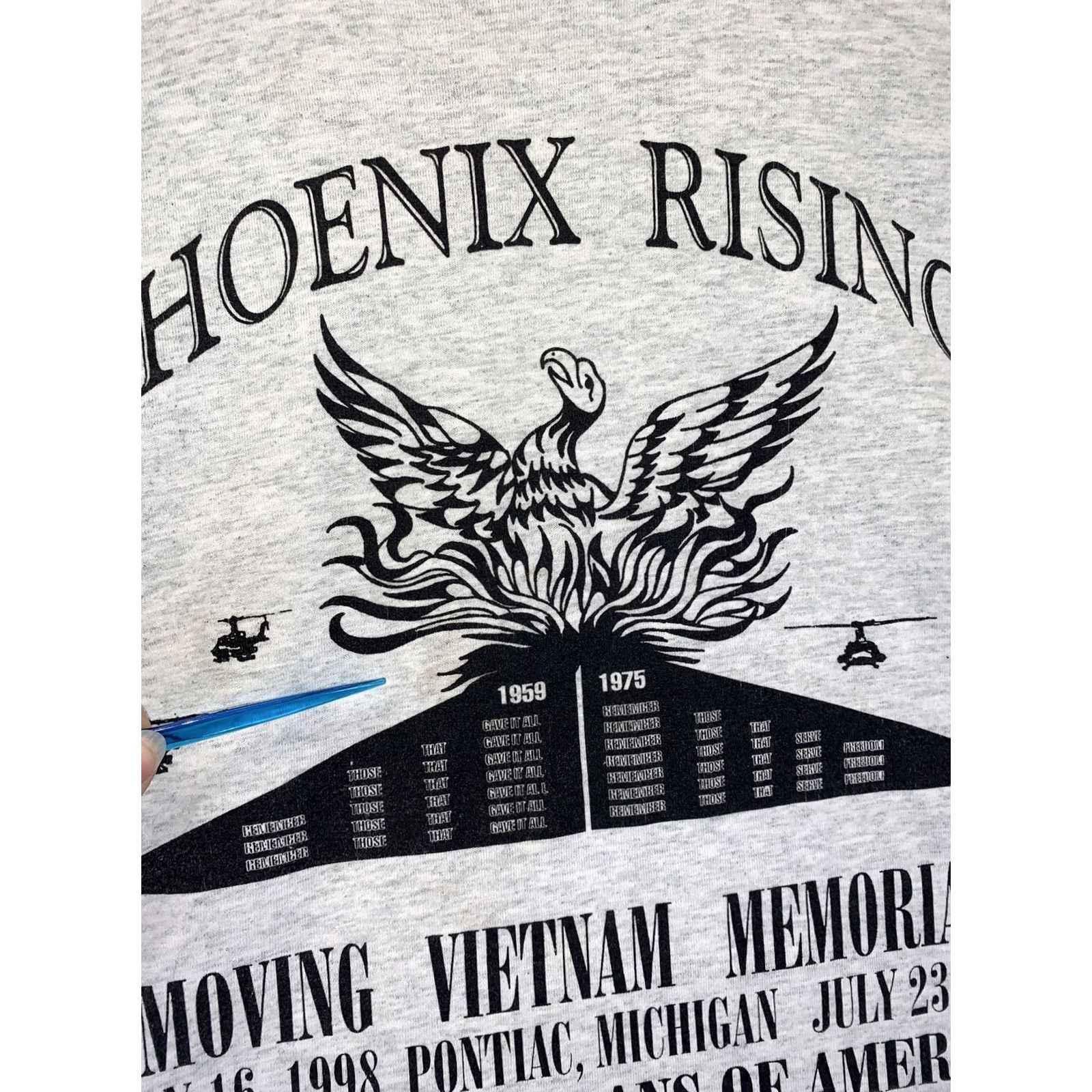 Fruit Of The Loom VINTAGE Moving Vietnam Memorial Pontiac Michigan Mens Graphic T Shirt Gray XL 90s Military Size US XL / EU 56 / 4 - 5 Thumbnail