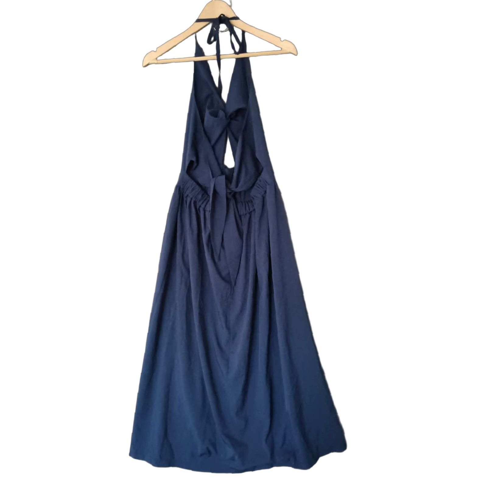 Vintage VINTAGE Women’s Sleeveless V-neck Maxi Dress Pleated Blue Size L Size L / US 10 / IT 46 - 1 Thumbnail