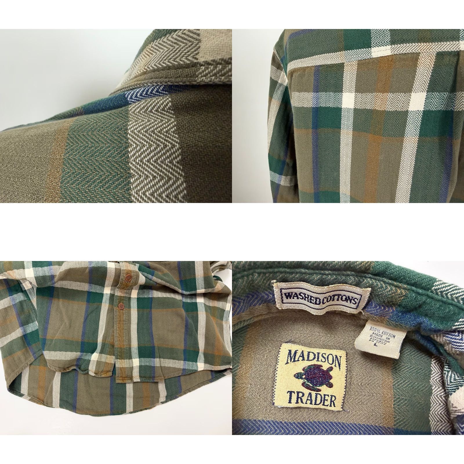 Olive VINTAGE Madison Trader Shirt Men L Outdoors Olive Heavyweight Plaid 90s 80s Hipster Grunge Outdoor Button-Up Size US L / EU 52-54 / 3 - 8 Thumbnail