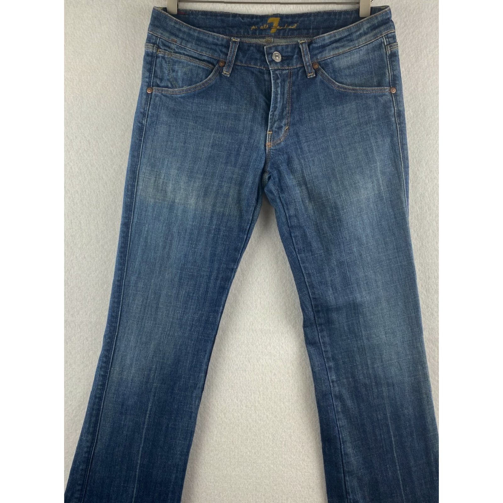 7 For All Mankind 7 for all Mankind Jeans Womens 28 Bootcut Denim Blue 5-Pocket Pockets Belt Loops Flap Pockets Made In USA Vintage No Regular Fit Modern Style Size 28" / US 6 / IT 42 - 2 Thumbnail