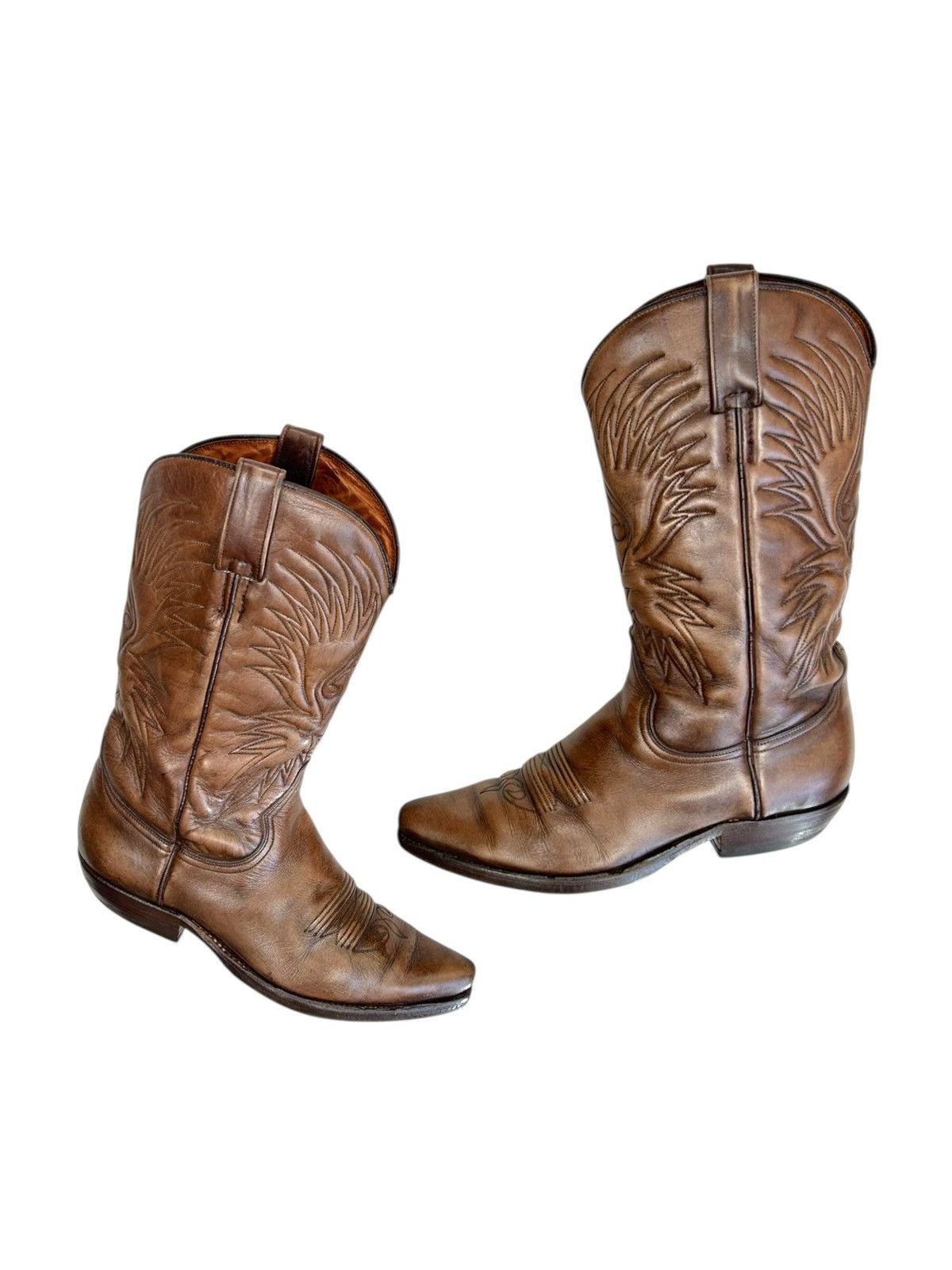 Cowboy Equipment Vintage Western Cowboy Leather Brown boots Size US 7 / IT 37 - 1 Thumbnail