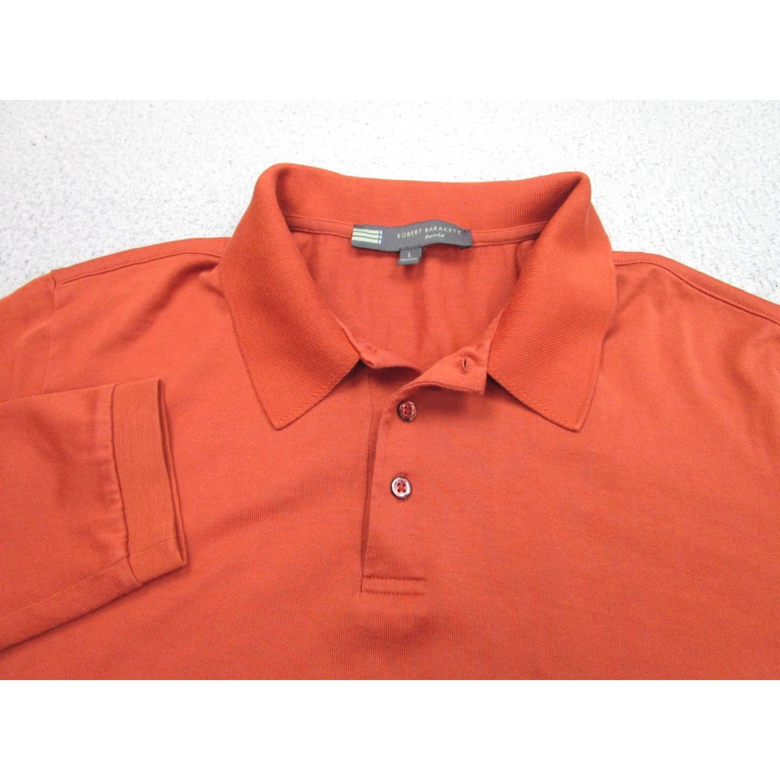 Vintage Robert Barakett 100% Pima Cotton Mens Large Orange Polo Shirt Long Sleeve Casual Size US L / EU 52-54 / 3 - 3 Thumbnail