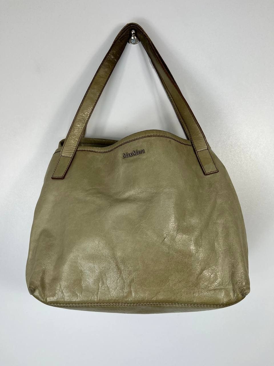 Max Mara Max Mara Leather Shoulder Bag Beige Made In Italy Womens Size ONE SIZE - 1 Thumbnail